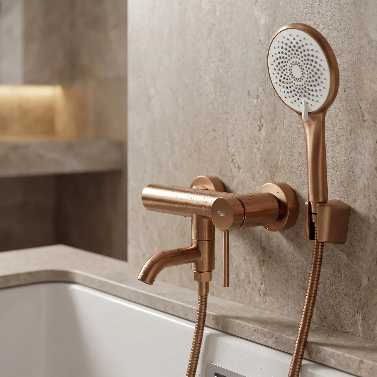 WANNENARMATUR Rea Clif Brushed Copper - Kupferfarben, Metall (15/11/19cm) - REA