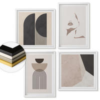 WANDBILDER 4er-Set - 50x50 cm & 40x60 cm Weißer Rahmen - Abstrakte weiß-braune Muster - Weiß, Kunststoff (50/50cm) - ArtPrintCave
