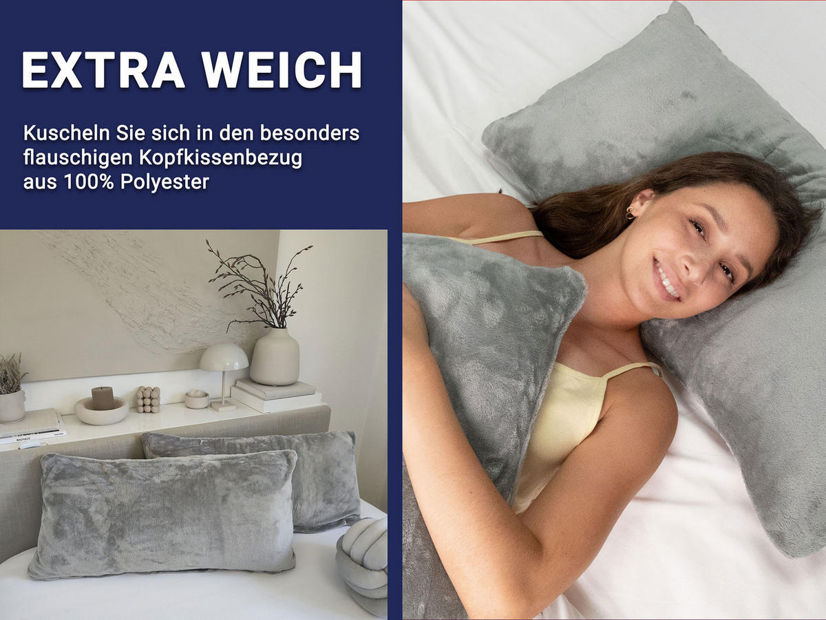 KISSENBEZUG, 2er-Set, 40x80 cm, 100% Polyester - Anthrazit, Textil (40/80cm) - Zollner