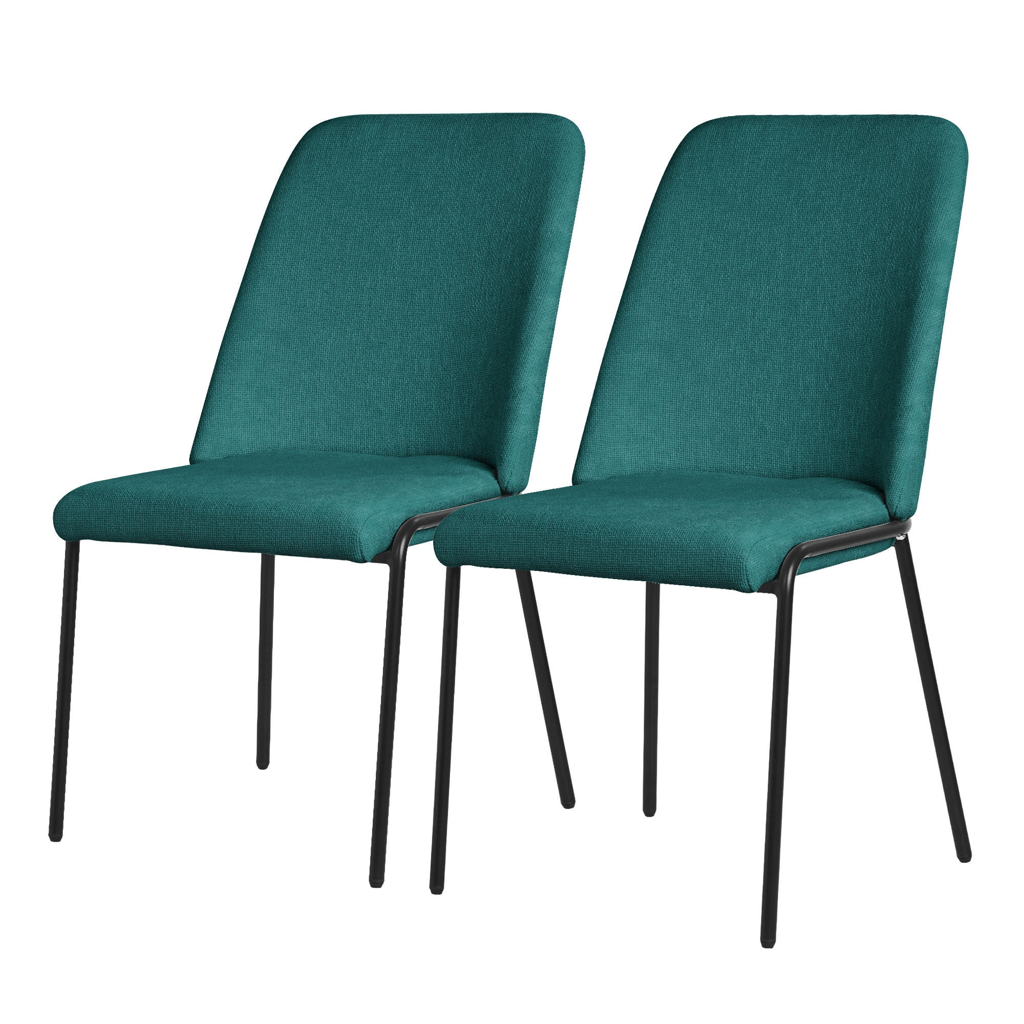 ML-DESIGN JÍDELNÍ ŽIDLE, sada 2 ks, barva petrol, s látkovým potahem