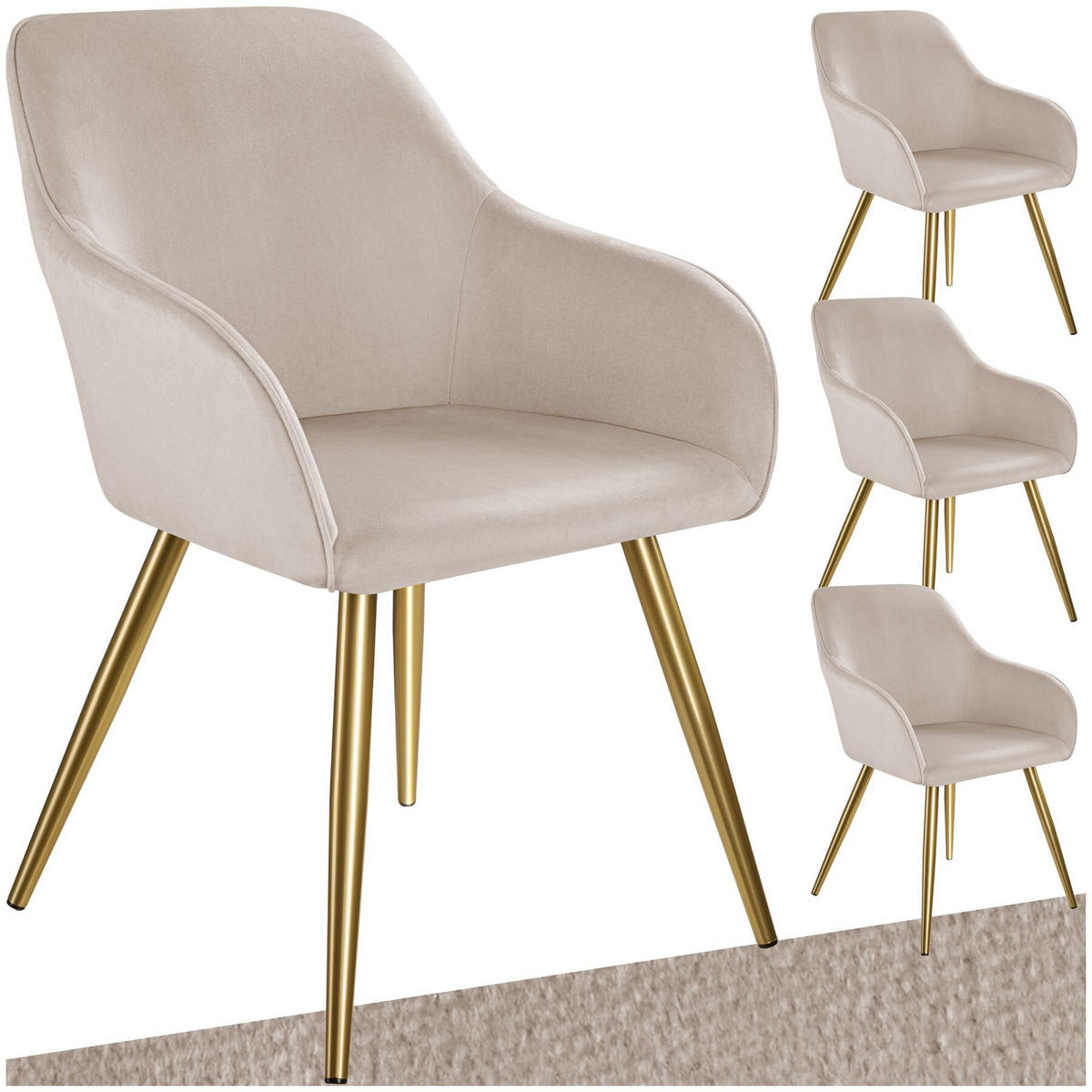 ESSZIMMERSTUHL Marilyn,58 x 62 x 82 cm,taupe/gold - Taupe/Goldfarben, Textil (58/82/62cm) - tectake