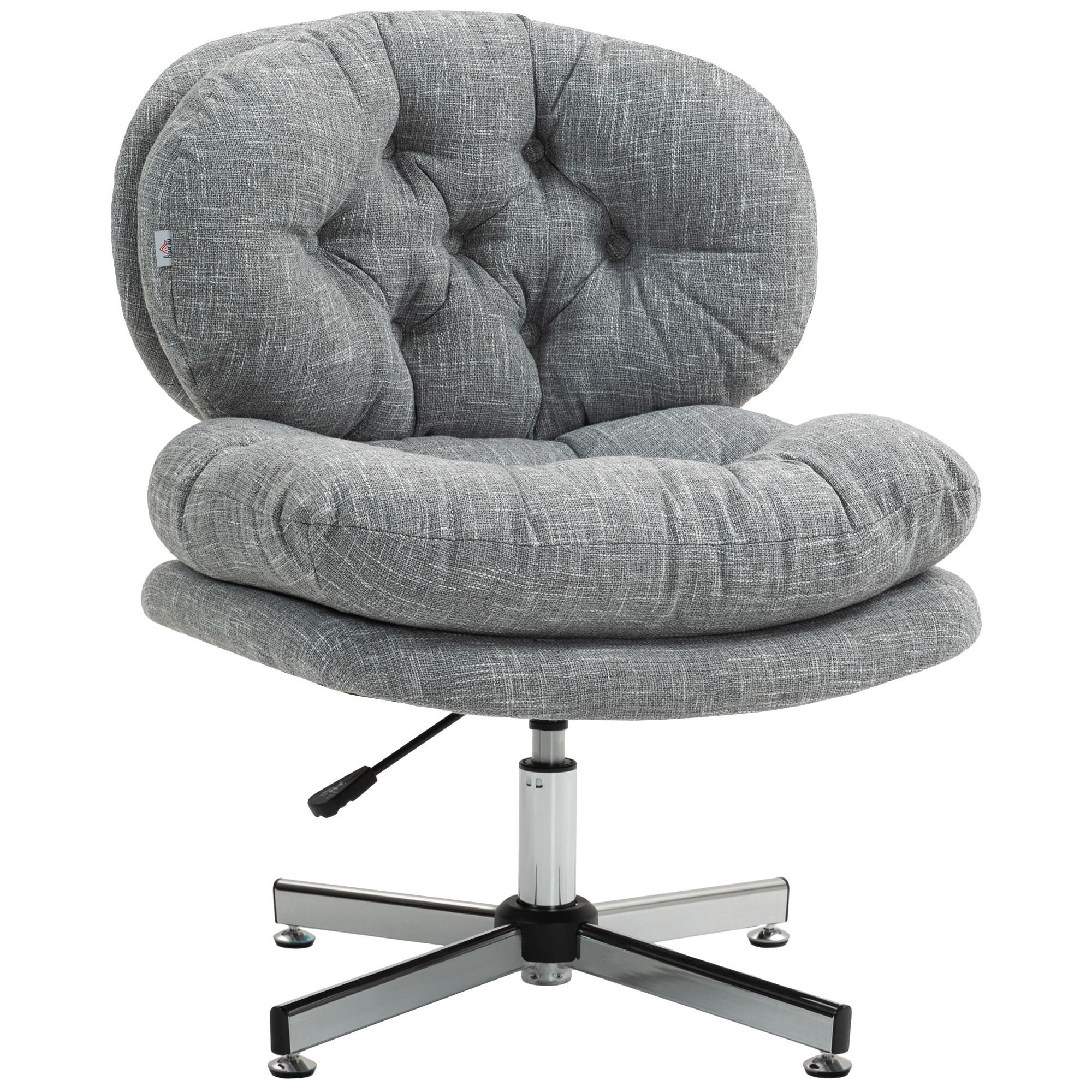 BÜROSTUHL, Gepolsterter Schreibtischstuhl, Leinenoptik, Grau - Silberfarben/Grau, Textil/Metall (65/94/65cm) - HOMCOM