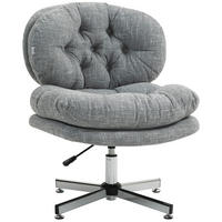 BÜROSTUHL, Gepolsterter Schreibtischstuhl, Leinenoptik, Grau - Silberfarben/Grau, Textil/Metall (65/94/65cm) - HOMCOM
