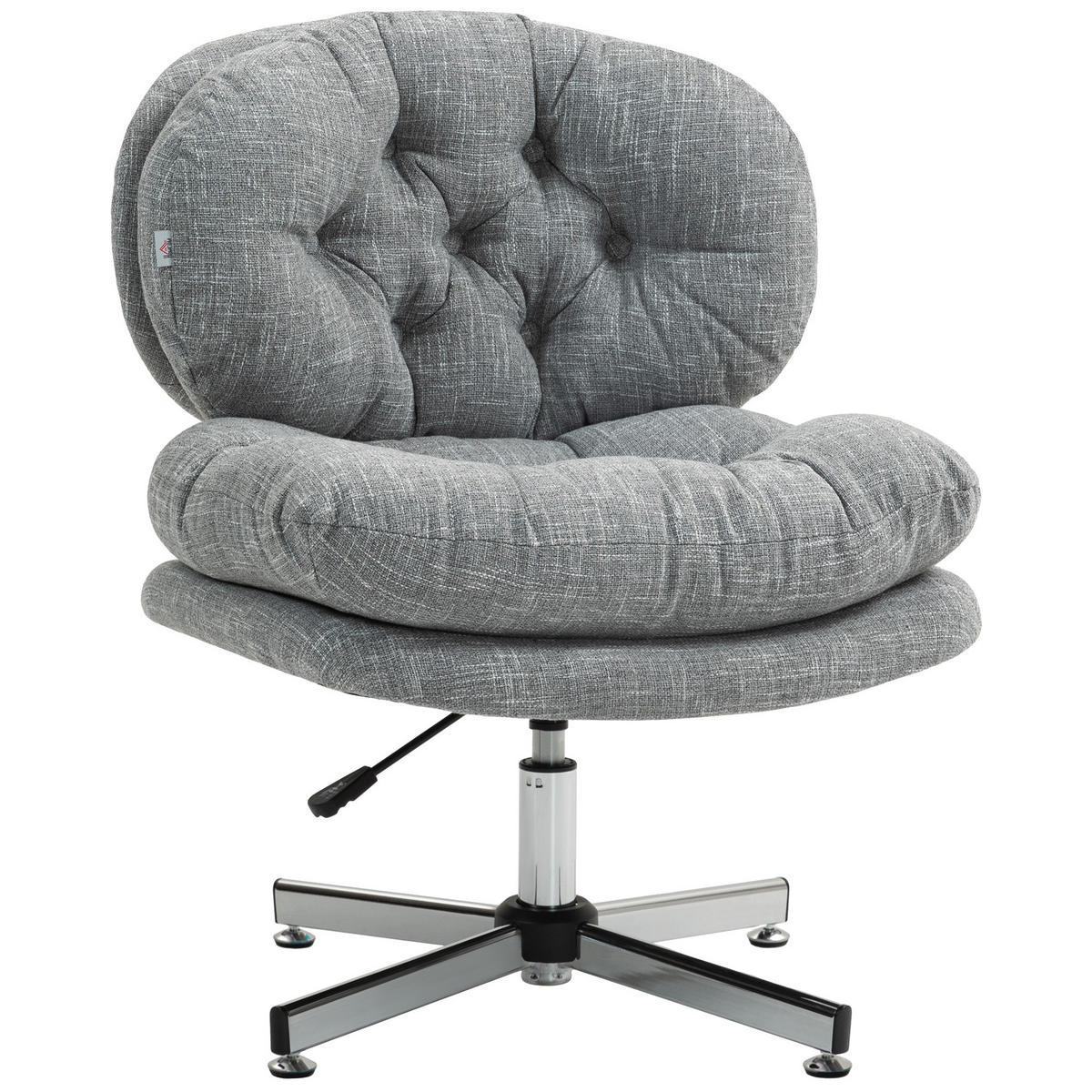 BÜROSTUHL, Gepolsterter Schreibtischstuhl, Leinenoptik, Grau - Silberfarben/Grau, Textil/Metall (65/94/65cm) - HOMCOM