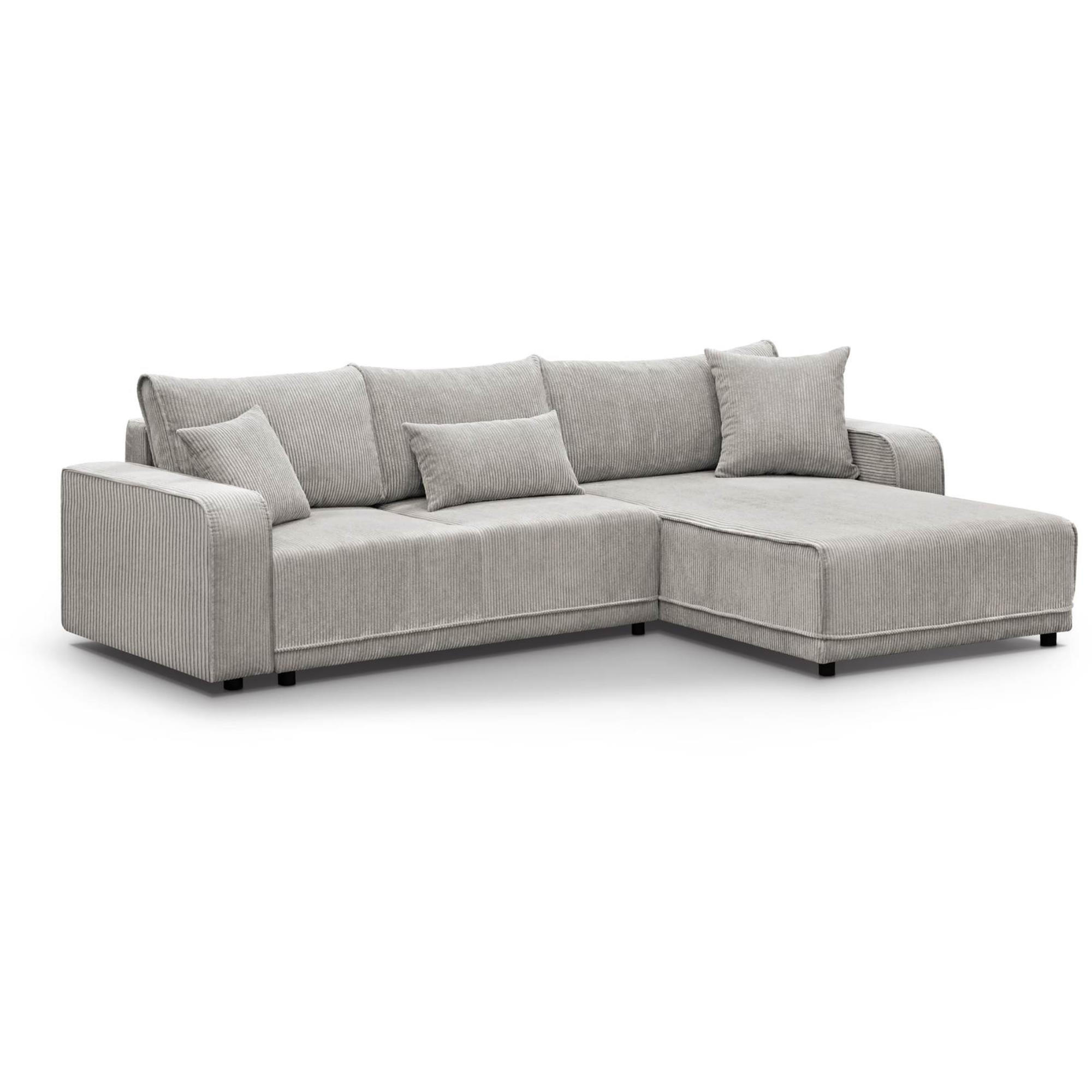 ECKSCHLAFSOFA Primo L beige - Beige/Schwarz, Textil (290/185cm) - Beautysofa