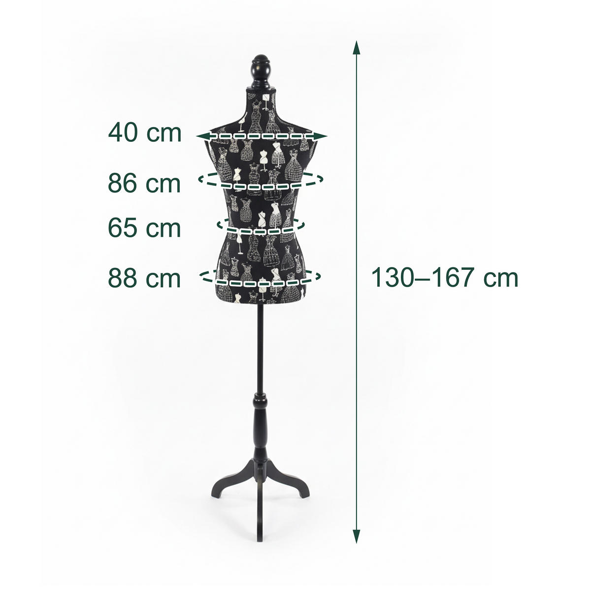 ŠIJACIA panna - čierna, drevo/textil (41/167/34cm) - Relaxdays