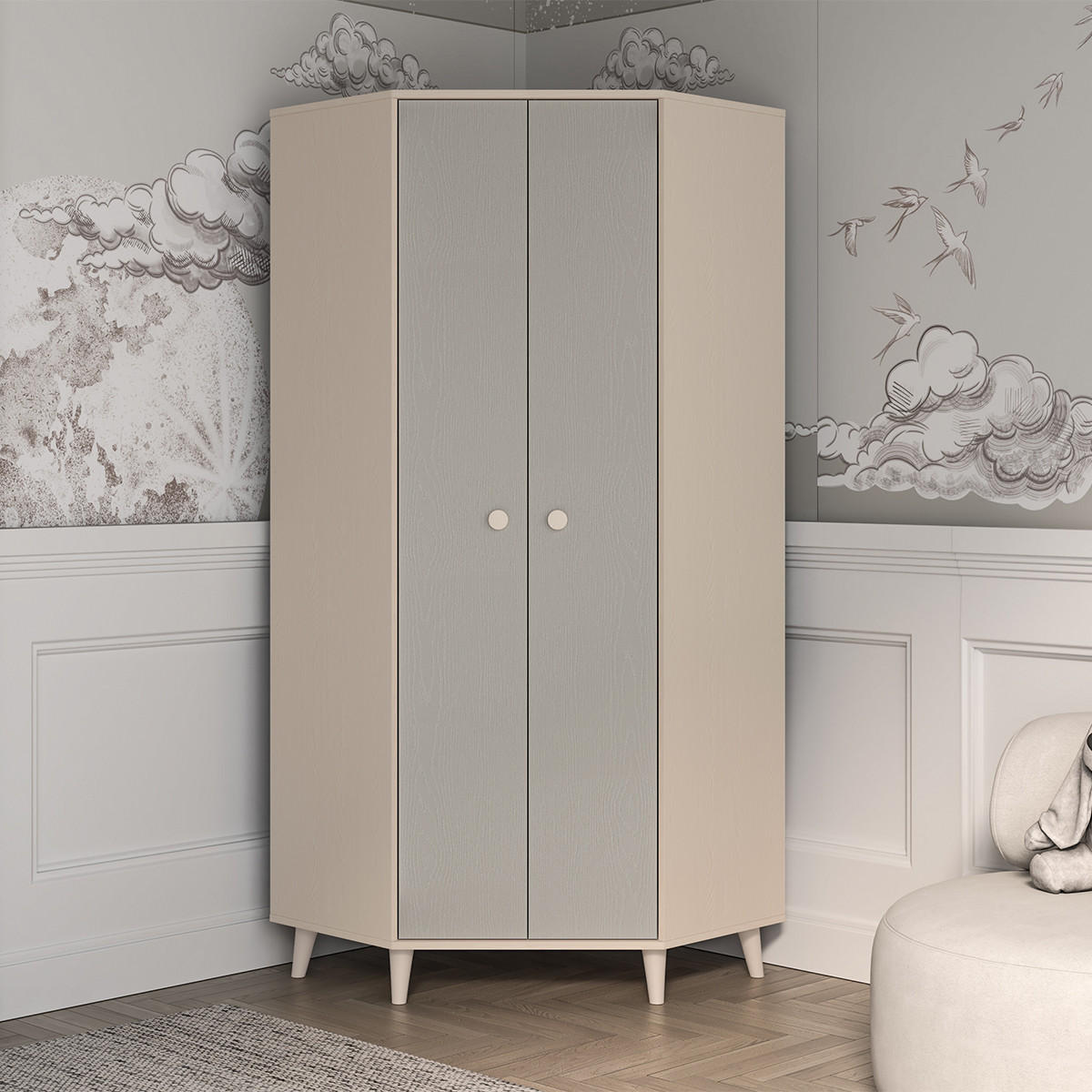 SKŘÍŇ 2DVEŘOVÁ Alycia Béžová - Šedá - Efekt dřeva - šedá, dřevo (80/190/80cm) - Petits-meubles