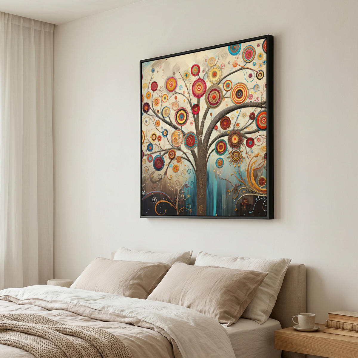 LEINWAND Bilder mit Rahmen - Baum - Baum des Lebens - Farbe - 90x90 - Braun, Textil (90/90cm) - MuchoWow
