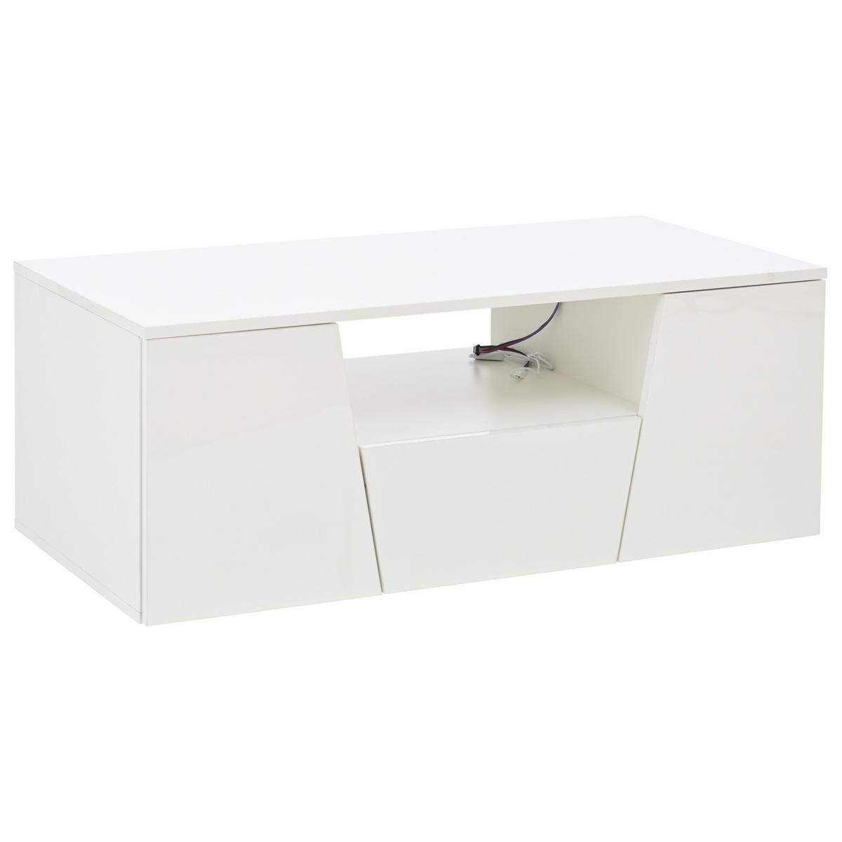 COUCHTISCH 100/50/40 cm Weiß aus Spanplatte mit LED-Beleuchtung - Weiß, Holzwerkstoff (100/50/40cm) - OKMYHOME