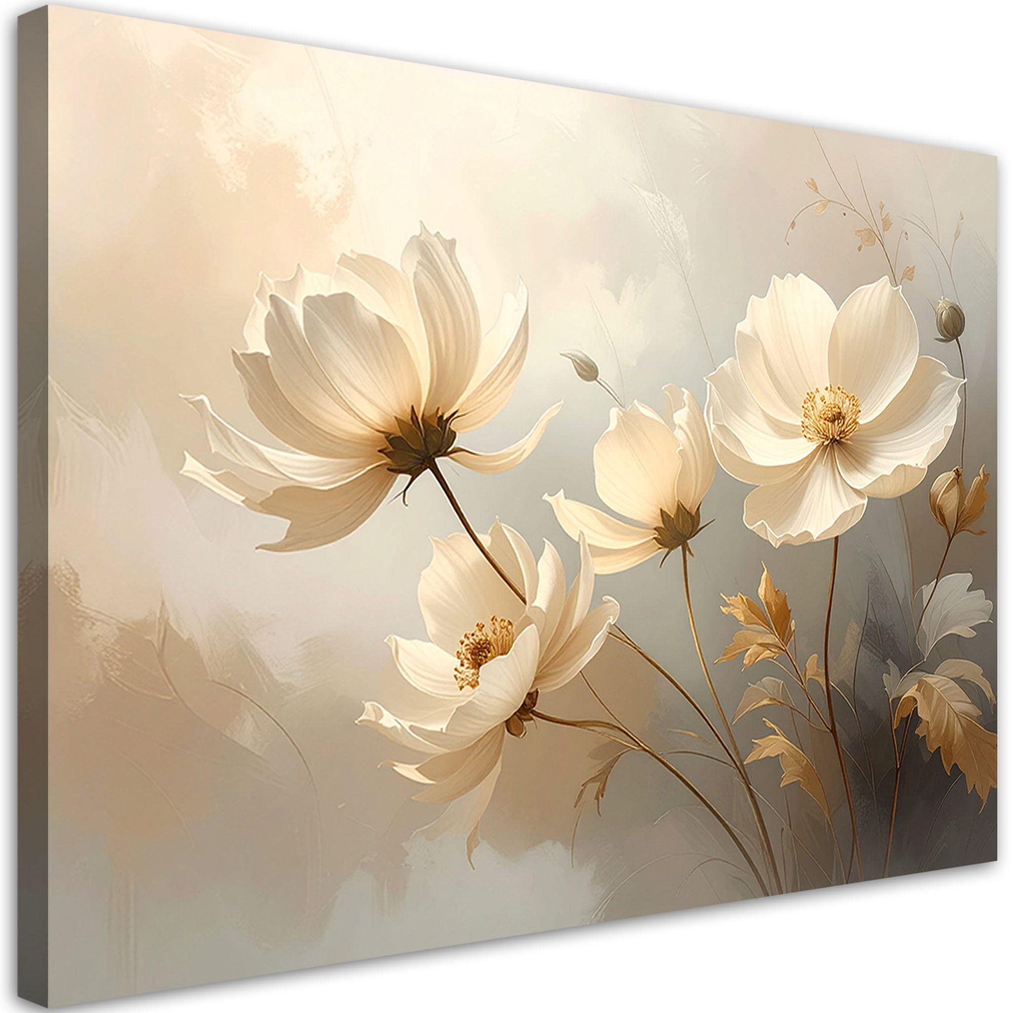 LEINWANDBILD, Cremige Magnolien in leuchtenden Beigetönen - Beige, Textil (45/30cm) - Feeby