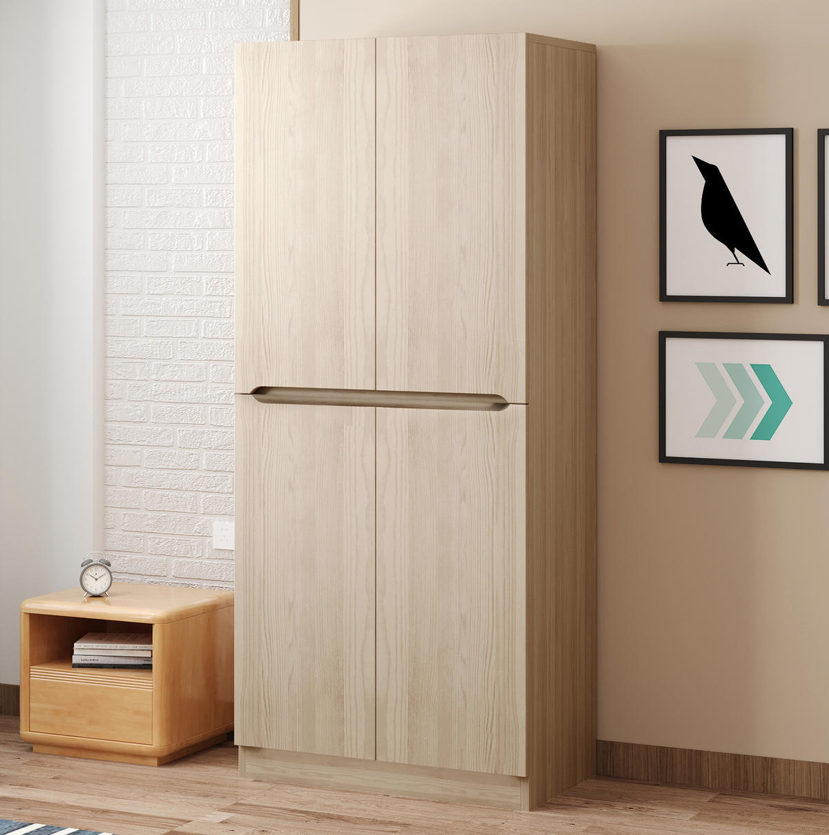 KLEIDERSCHRANK aus Holz 70x40x170 cm Holzfarben mit Doppeltüren und vielseitiger Innenaufteilung - Nussbaumfarben, Holzwerkstoff (70/170/40cm) - Modfu
