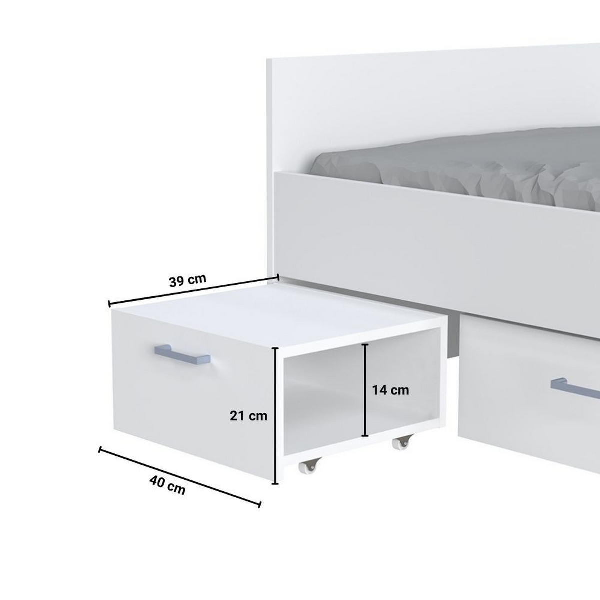 BETT TWIST mit Nachttisch und Schublade/ Bett 90X190 - Weiß - Weiß, Holzwerkstoff (90/190cm) - Weber Industries
