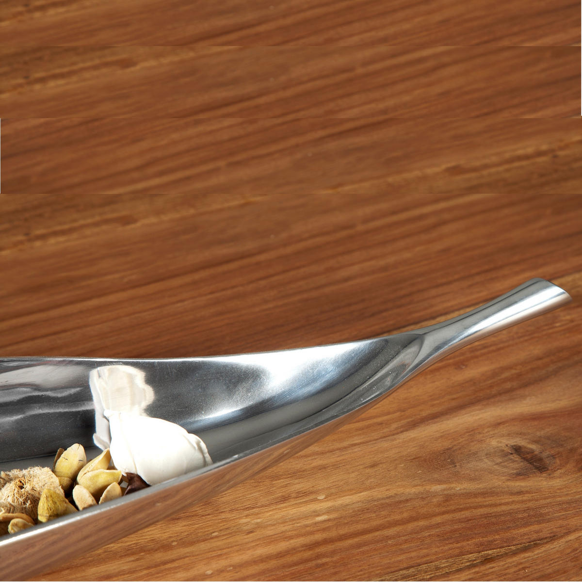 DEKOSCHALE Long Leaf 80 cm, Aluminium silber glänzend - Silberfarben, Metall (6cm) - DESIGN DELIGHTS