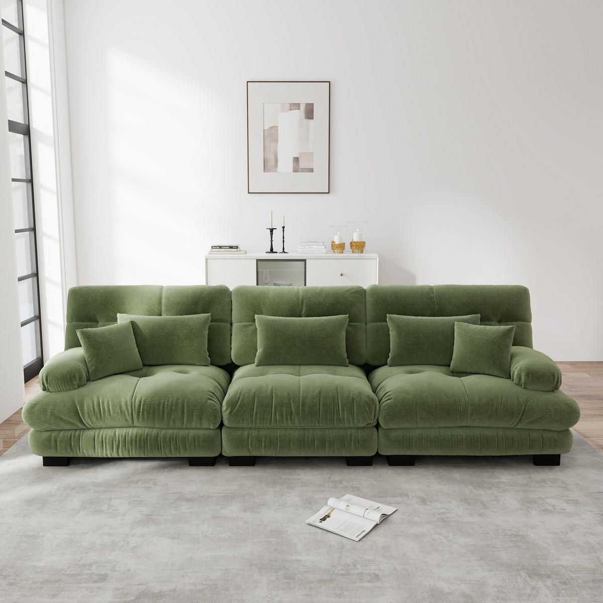 SOFA modular Chenille Grün - Grün, Kunststoff (77/81/313cm) - Meubliv