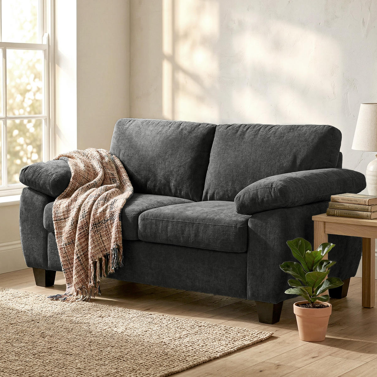 2-SITZER Sofa Dunkelgrau 156.0/77.0/81.0 cm - Dunkelgrau, Textil (77/81/156cm)