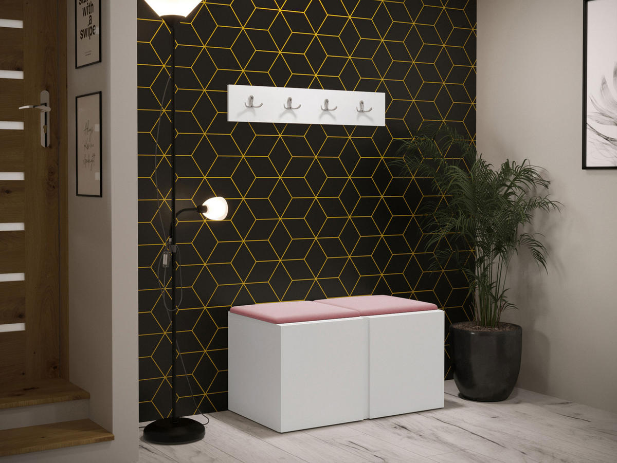 GARDEROBEN-SET Orion VI - Weiß/Rosa, Holzwerkstoff/Kunststoff (84/42/46cm) - MIRJAN24