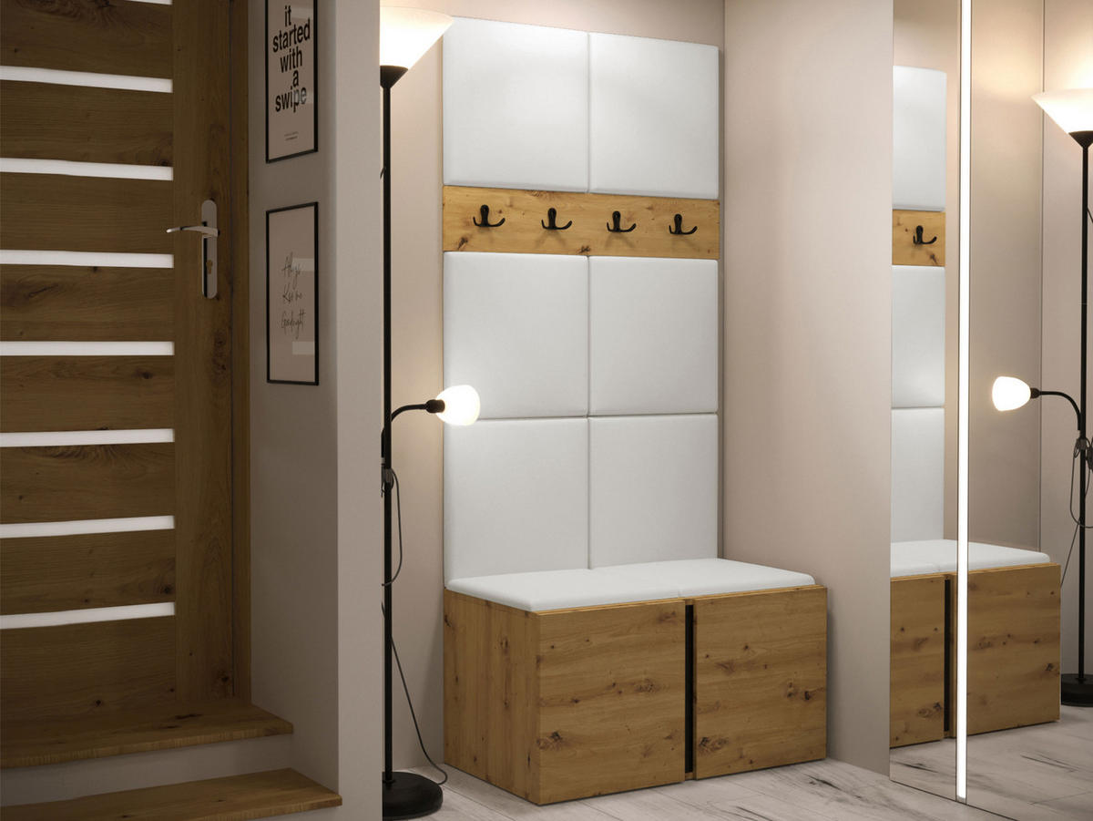 GARDEROBEN-SET Orion IV - Eiche Artisan/Weiß, Holzwerkstoff/Kunststoff (84/186/46cm) - MIRJAN24