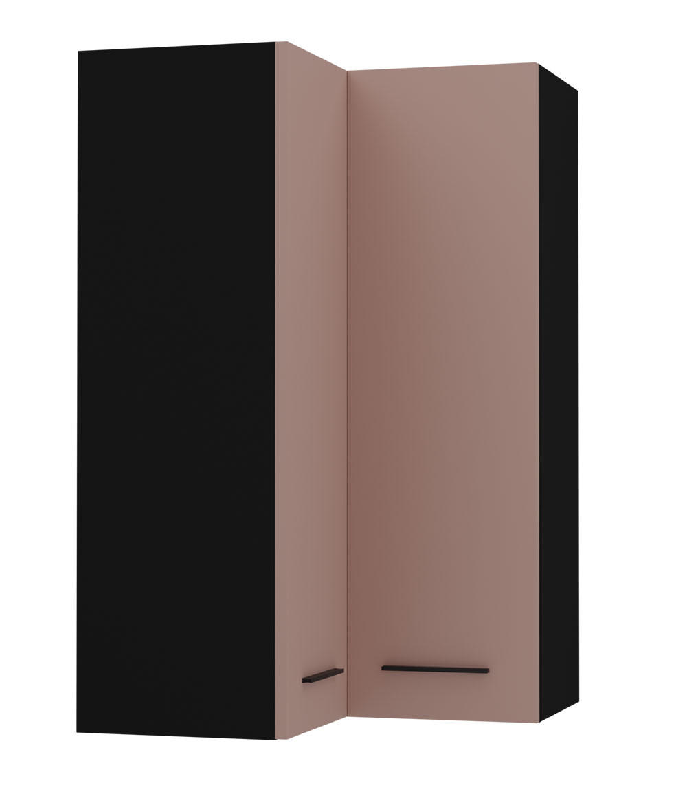 ECKHÄNGESCHRANK Bonn W14/60 schwarz / rosé kupfer matt 60 / 60 / 96cm - Hellrosa/Schwarz, Holz/Holzwerkstoff (60/96/60cm) - Feldmann-Wohnen