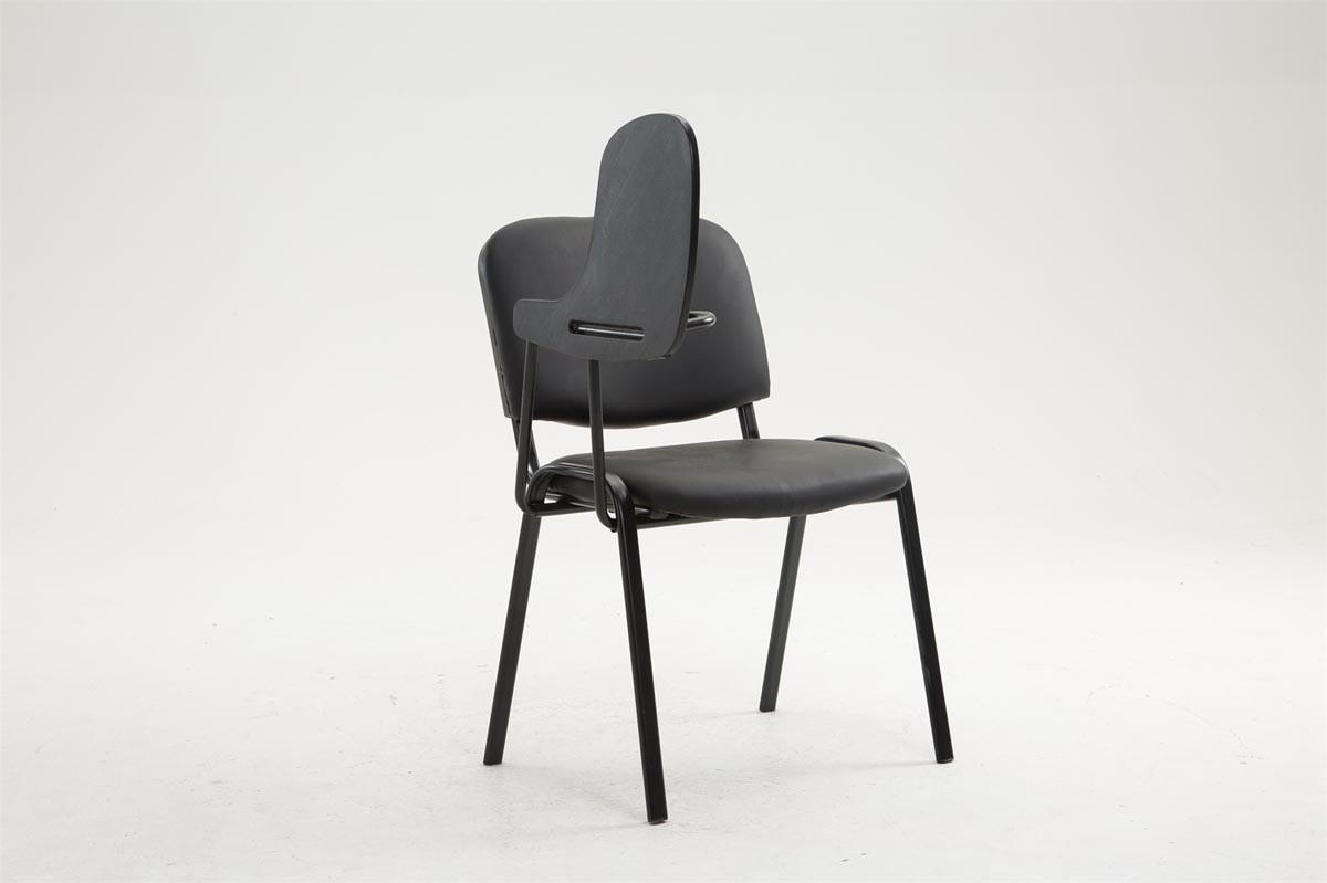 BESUCHERSTUHL Keen mit Klapptisch, Kunstleder mit Gestell Schwarz / Bezug Schwarz - Schwarz, Textil/Metall (53/81/53cm) - TPFLiving