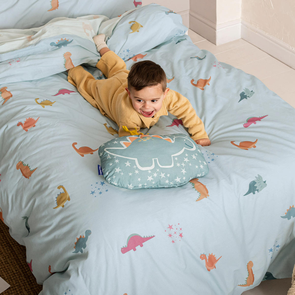 BETTBEZUG 2er-Set teiliges mini dinosaur 135/140x200 cm (standardgrösse) mehrfarbig - Multicolor, Textil (140/200cm) - Happy Friday