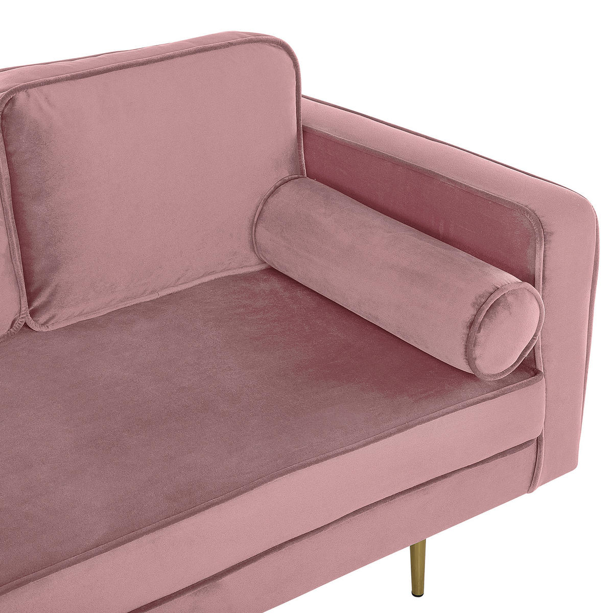 CHAISELONGUE Samtstoff rosa rechtsseitig Miramas - Pink/Goldfarben, Textil (171/63/79cm) - Beliani