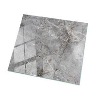TISCHPLATTE 50x50 cm Naturmarmor Optik - Silberfarben/Grau, Glas (50/50/0.4cm) - TULUP