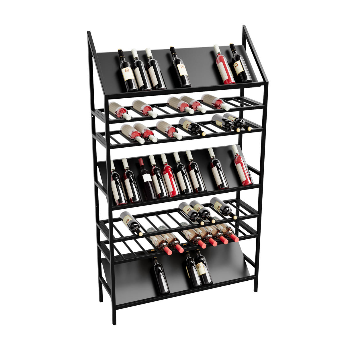 WEINREGAL für 91 Flaschen aus Metall, schwarz Alsace - Schwarz, Metall (100/170/30cm) - Metalo Pro