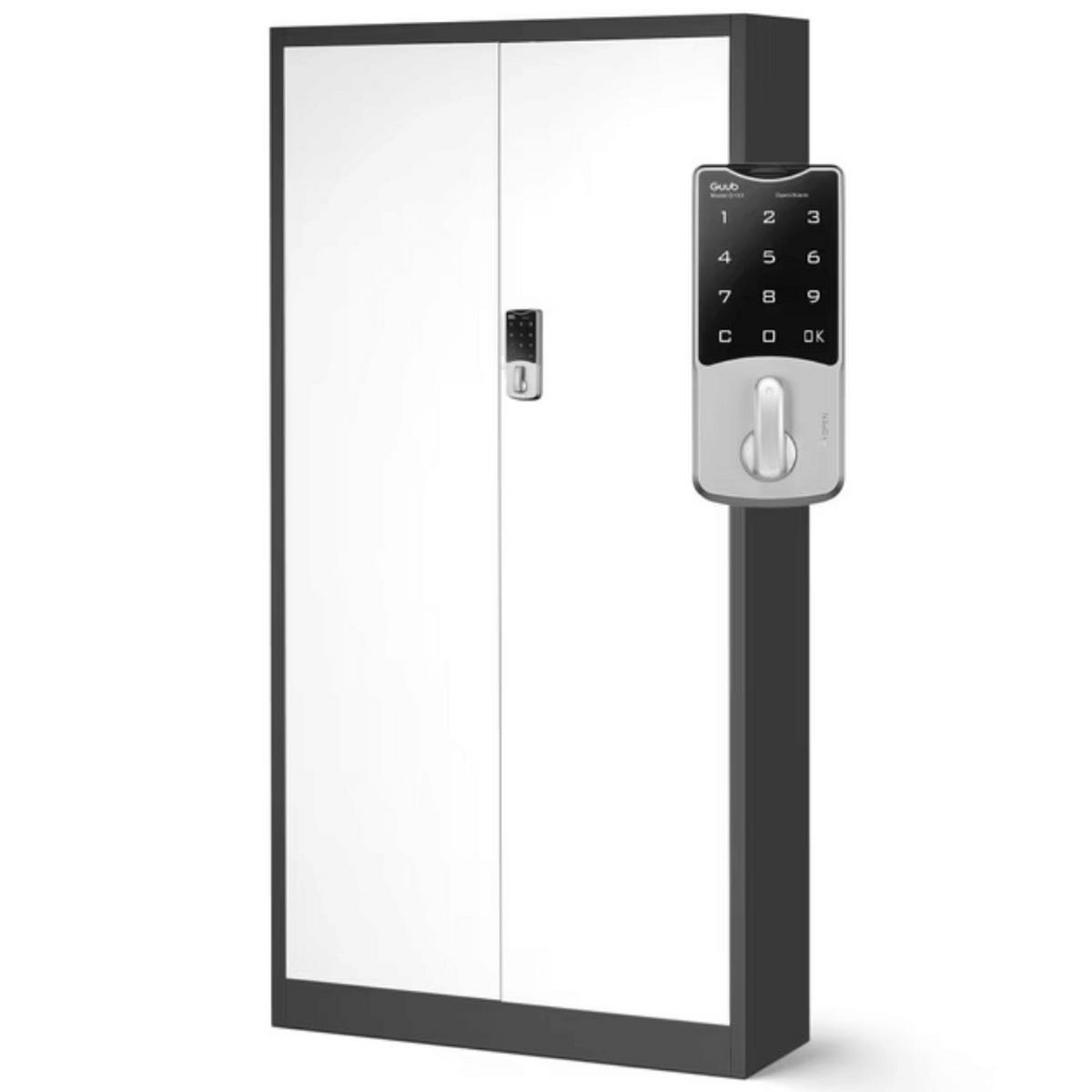 METALLSCHRANK abschließbar ODIS mit Zahlenschloss 185x90x40cm Anthrazit-Weiß - Anthrazit, Metall (90/185/40cm) - DELUKE