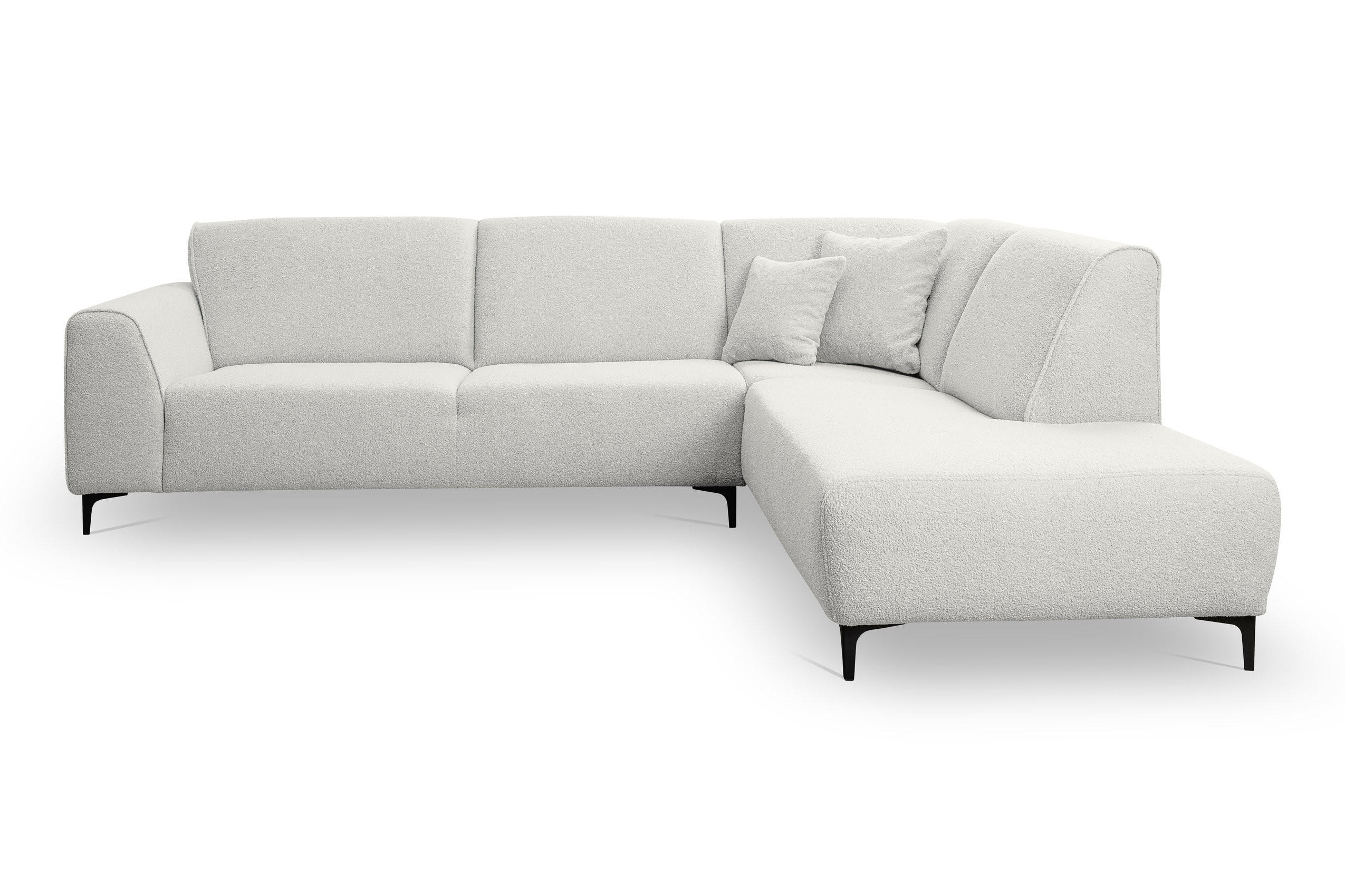 ECKSOFA Mula in L-Form, Coach Farbe: Weiß, Bouclé-Stoff, Ottomane Rechts - Weiß, Textil (274/210cm) - VENASI MÖBEL