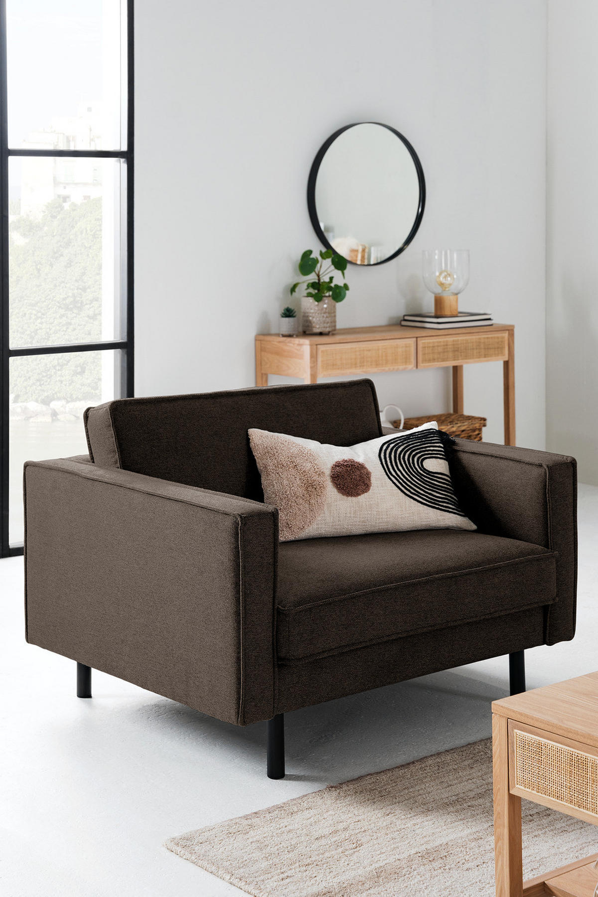 XL SESSEL - Graubraun/Schwarz, Wellpappe/Textil (117/81/96cm) - home24