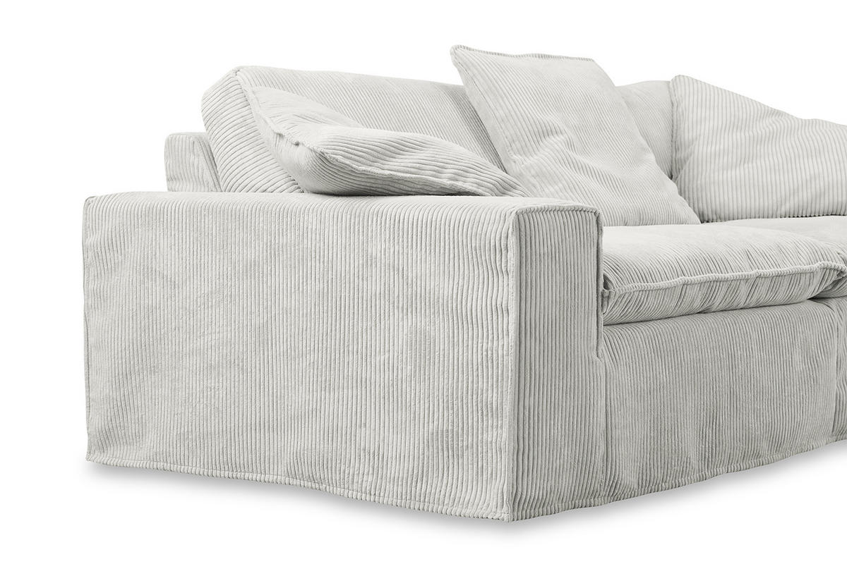 SOFA NETTA Hellgrau Cord - Hellgrau/Braun, Birkenholz/Textil (226/90/116cm) - KAWOLA