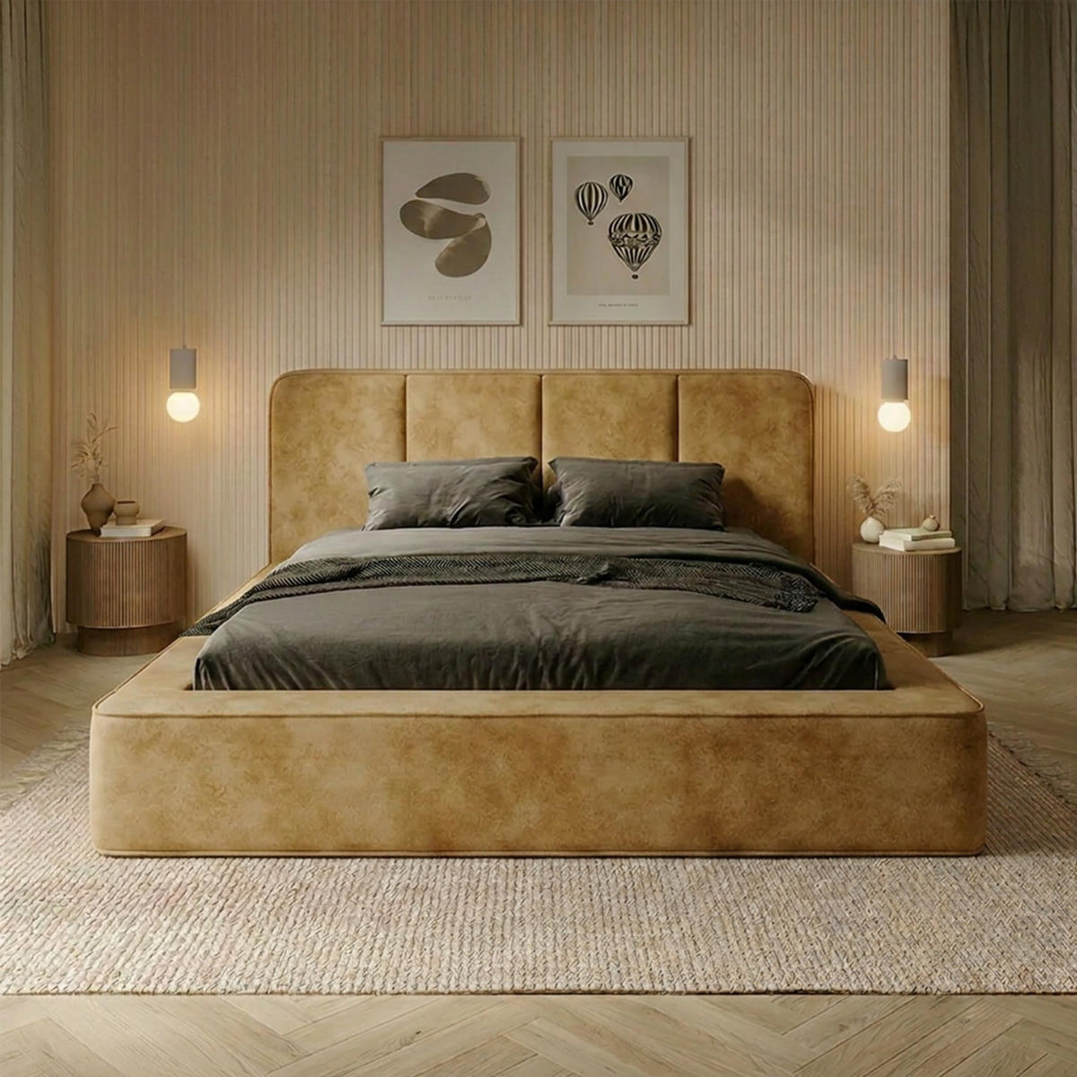 POLSTERBETT RANDELA 200x200 cm, Beige - Beige, Textil (200/200cm) - Fedve