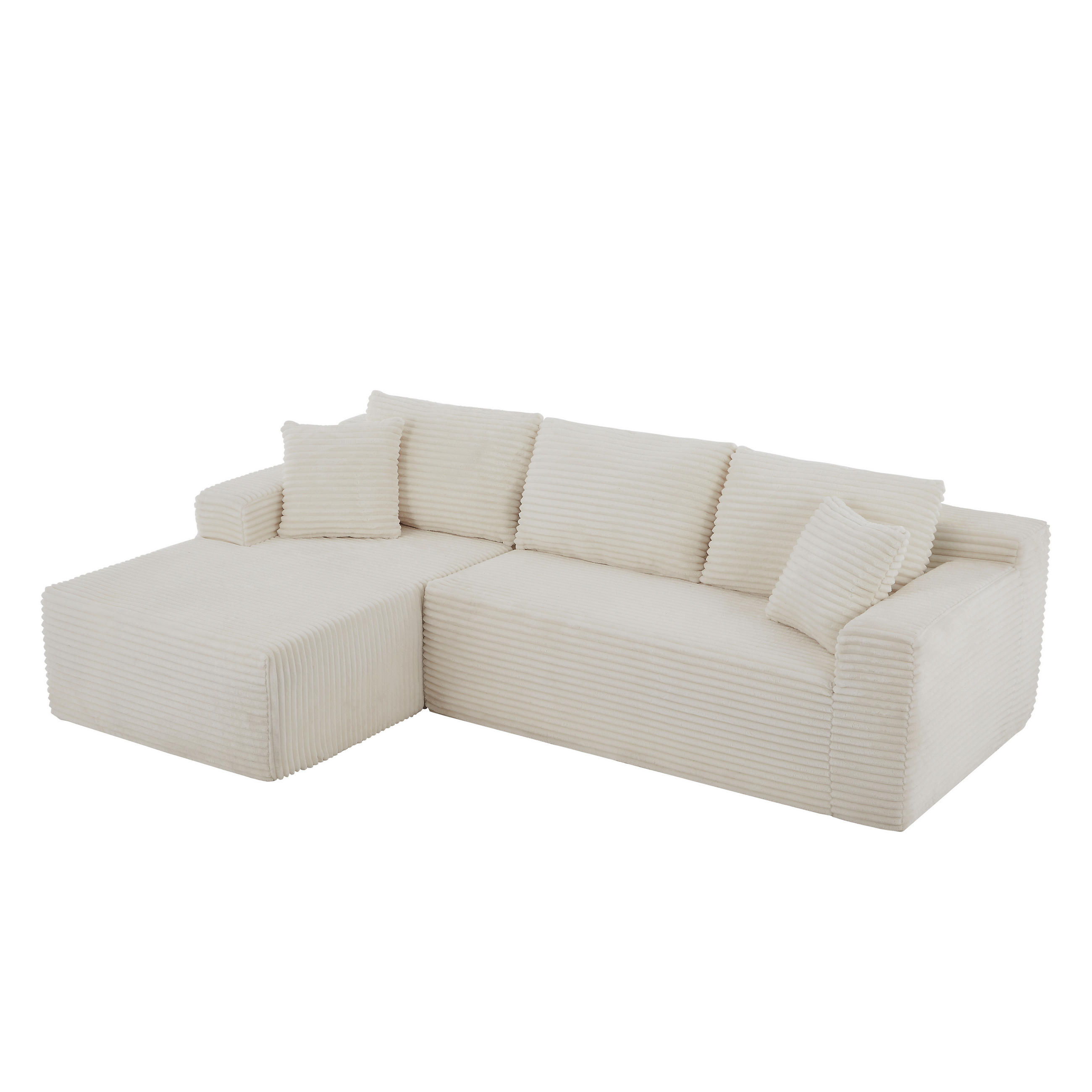 L-FÖRMIGES ECKSOFA Weiß 252,5/163/65 cm 4-Sitzer Modular - Weiß, Kunststoff (252.5/163cm) - PANGIVO