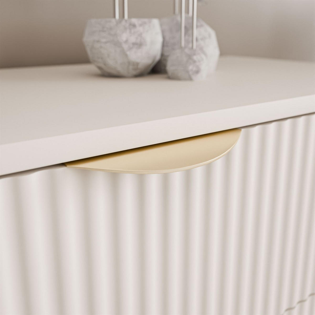 NACHTTISCH SCARLETT 2S MIT SCHUBLADEN BEIGE + GOLD - Beige, Holzwerkstoff (63/55/38cm) - Lookway
