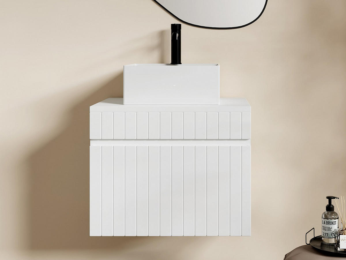 EINZELWASCHTISCH - 60cm x 46cm - MDF - weiß - SATARA - Weiß, Holz (60/46/46cm) - Vente-Unique