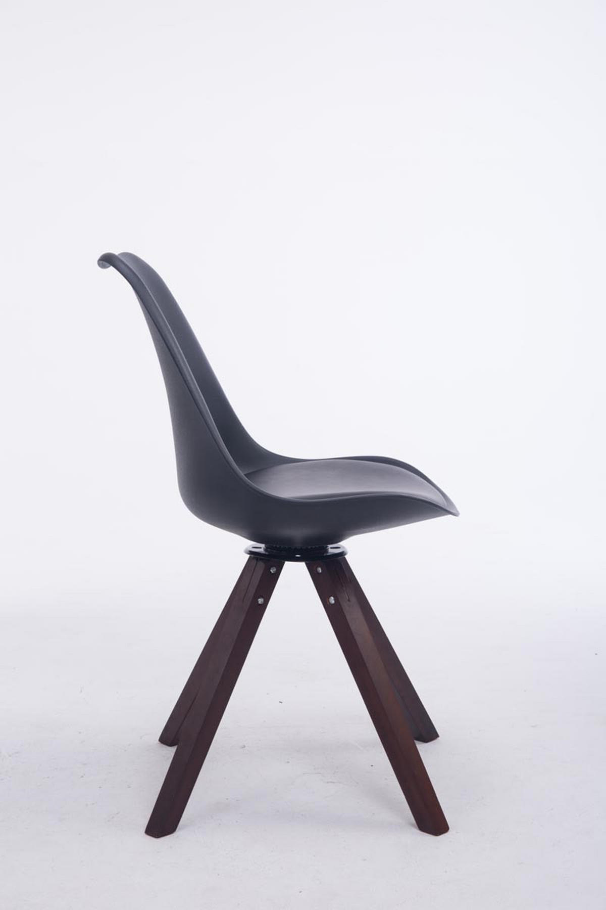 DREHSTUHL Lederlook Schwarz - Walnussfarben/Schwarz, Holz/Textil (48/84/56cm) - CLP