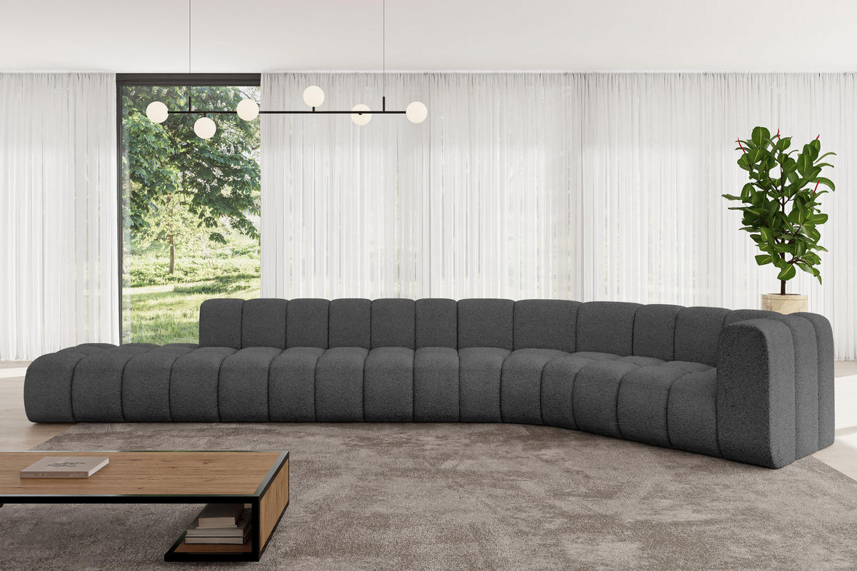 ECKSOFA modulares Sofa Tilmo-L2 - 490x194x70 cm Grau - Grau, Holzwerkstoff/Textil (490/194cm) - ALTDECOR