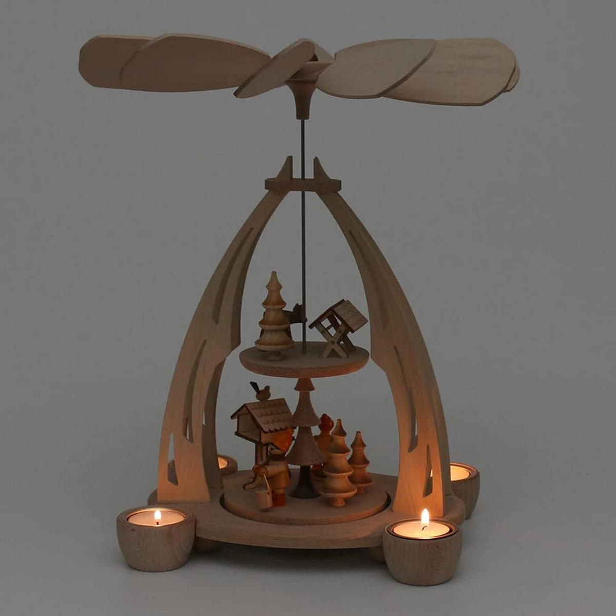 PYRAMIDE Vogelfütterung 20/24/35 cm - Multicolor, Holz (0.1/35/0.1cm) - Dekoteam24