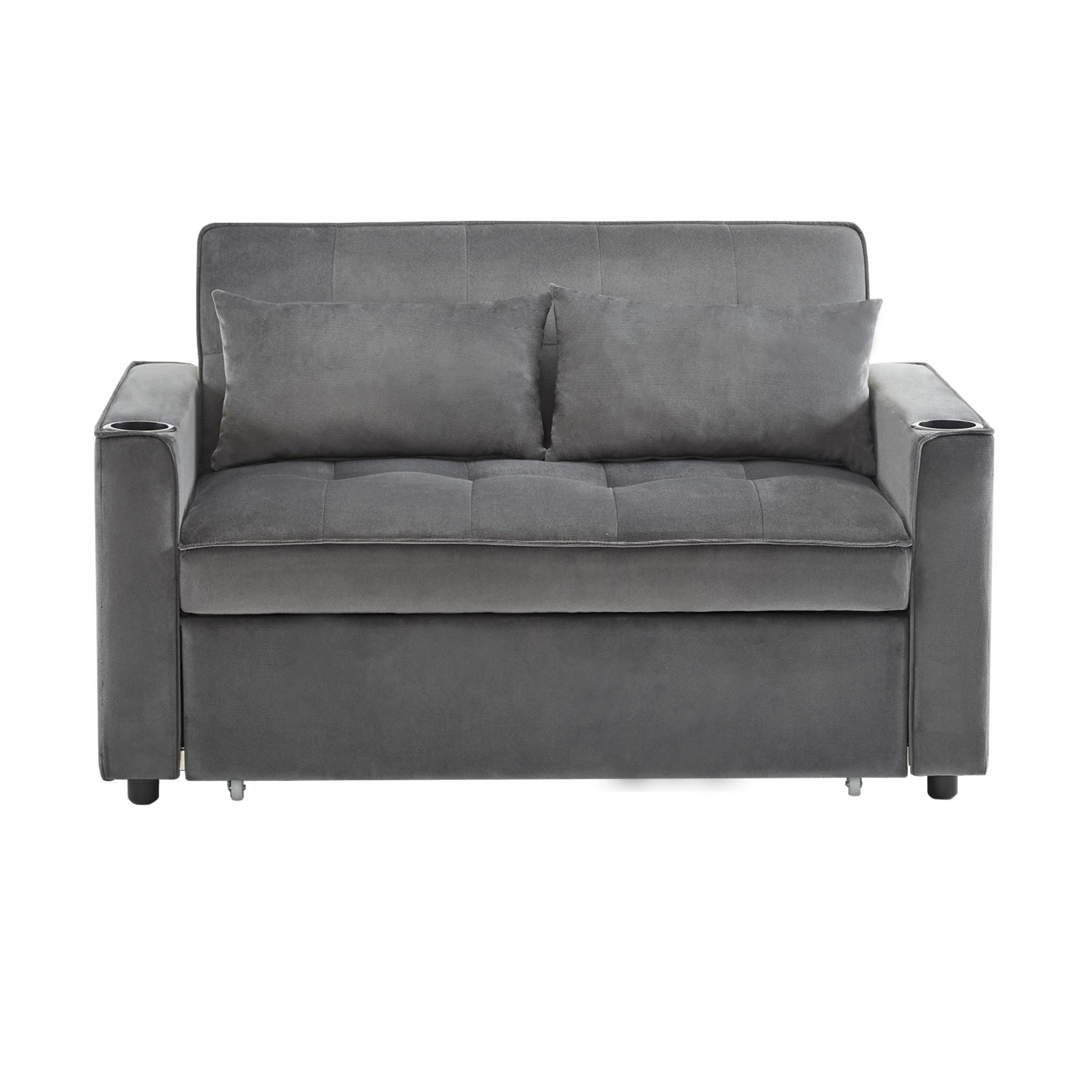 SCHLAFSOFA 137/76,5/83 cm in Grau – ausziehbar mit Samtbezug - Grau, Textil (83/137/76.5cm) - BEAOK