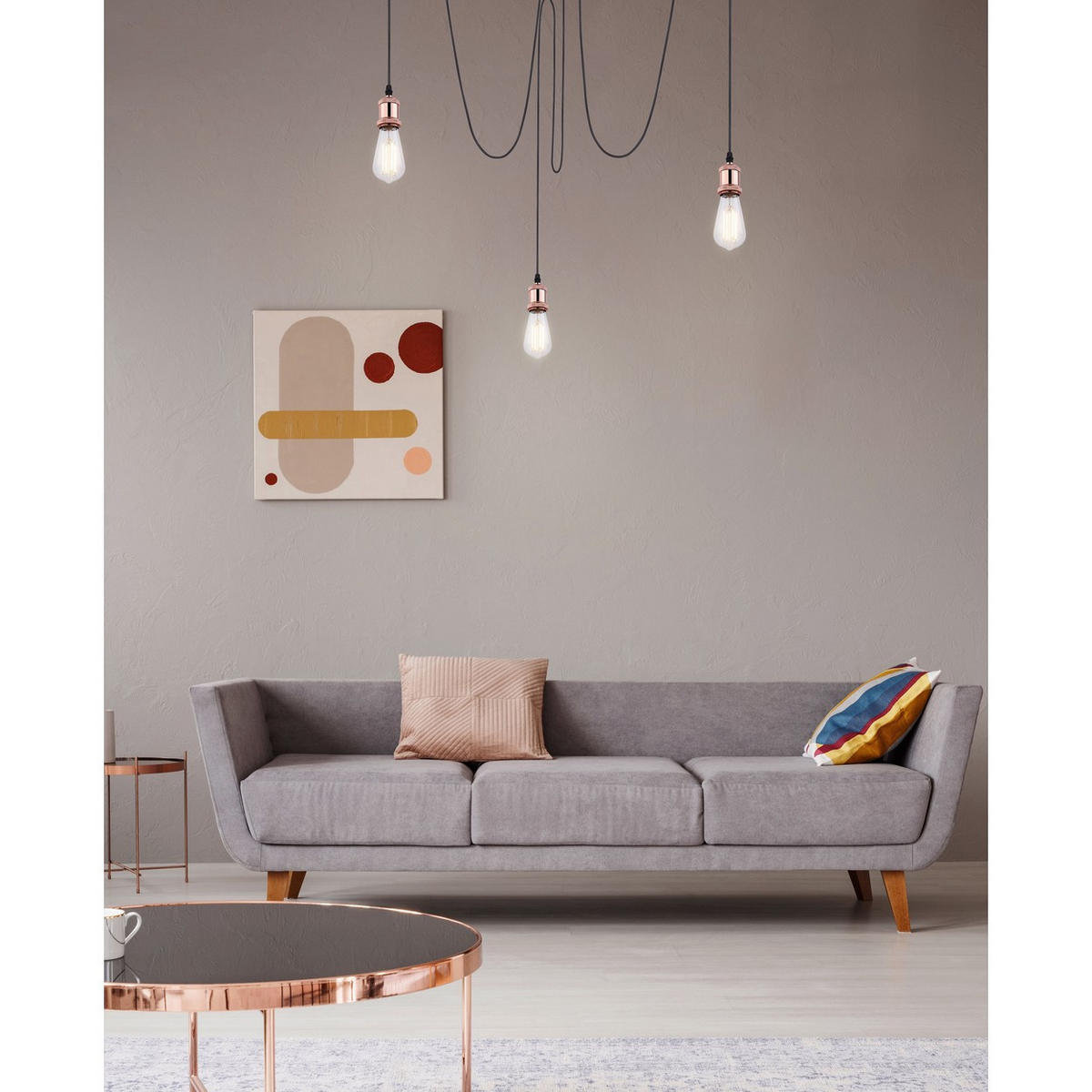 HÄNGELEUCHTE Metall Kupfer 3-flammig - Kupferfarben, Metall (11.7/11.7/200cm) - Globo Lighting