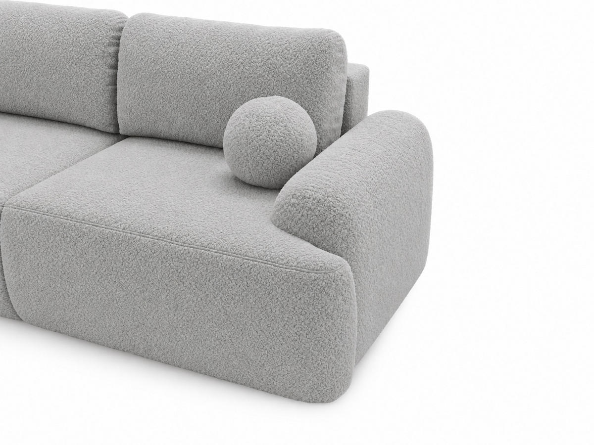 SOFA 260/106/81 Aurio Bouclé-Stoff Grau - Grau, Kunststoff/Textil (260/81/106cm) - Graingold