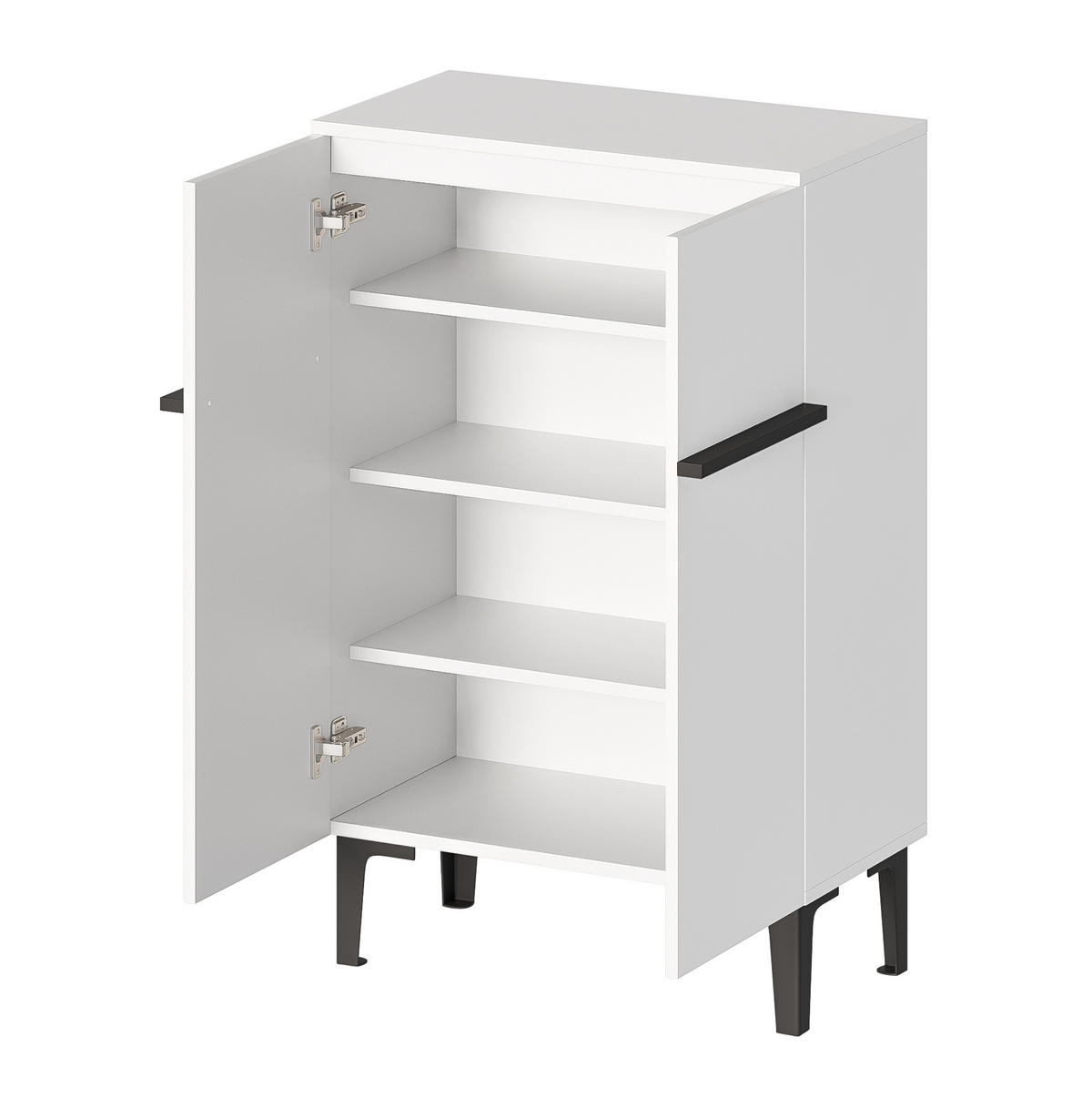 SCHUHSCHRANK 60/34,5/95 cm mit Doppeltüren, verstellbaren Einlegeböden und viel Stauraum aus Holzwerkstoff, Weiß/Schwarz - Weiß, Holzwerkstoff (60/95/34.5cm) - Redom