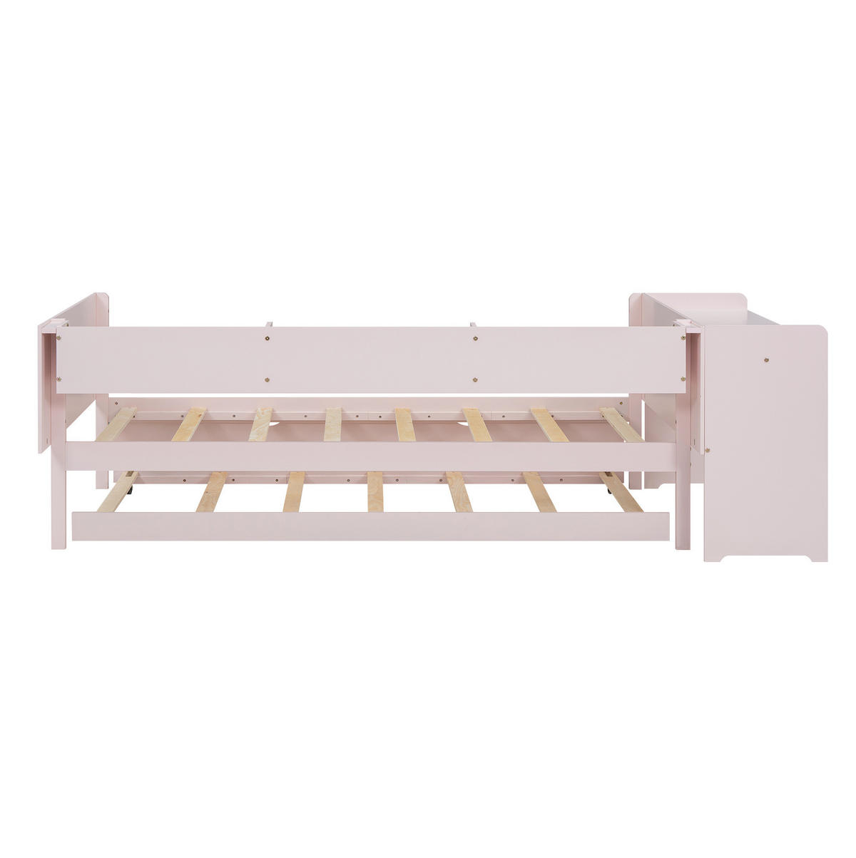 BETT 90/200 cm Rosa mit Ausziehbett, Schreibtisch und 3 Regalen - Rosa, Holz (90/200cm) - Flora Grace