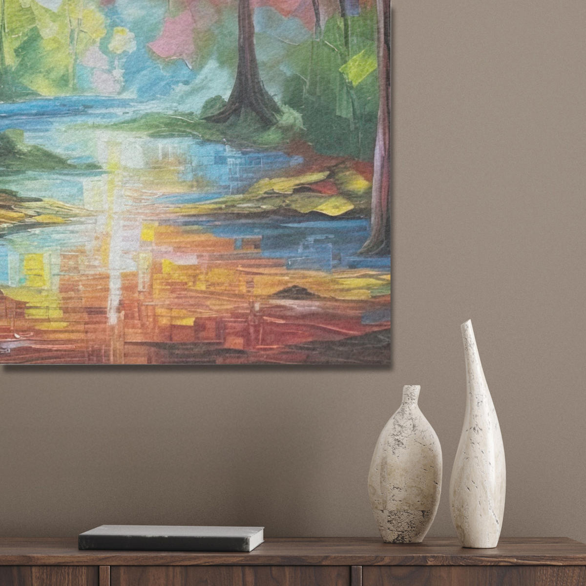 AKUSTIKBILD Landschaft - Wald - Farben - Natur Wanddeko 60x90 cm - Multicolor, Kunststoff (60/90/0.9cm) - MuchoWow
