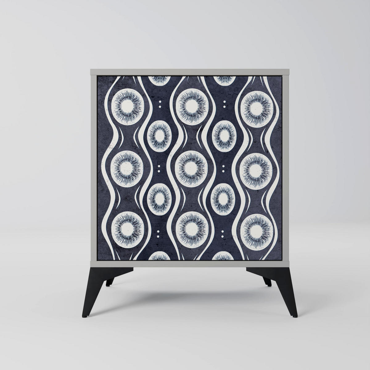 SIDEBOARD GRAPHITE EYES, Grau, 57,5x42x67,5 cm, Schwarze Metall-Rahmenfüße - Multicolor/Schwarz, Holzwerkstoff/Metall (57.5/67.5/42cm) - SpaceRebels
