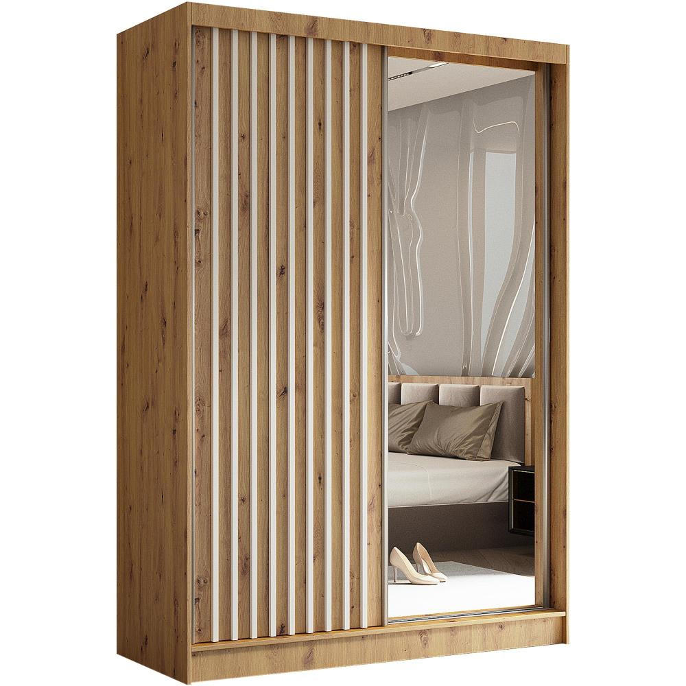 SCHWEBETÜRENSCHRANK Helix 150/216/61 eiche artisan+weiß - Eiche Artisan/Weiß, Holzwerkstoff (150/216/61cm) - Beautysofa