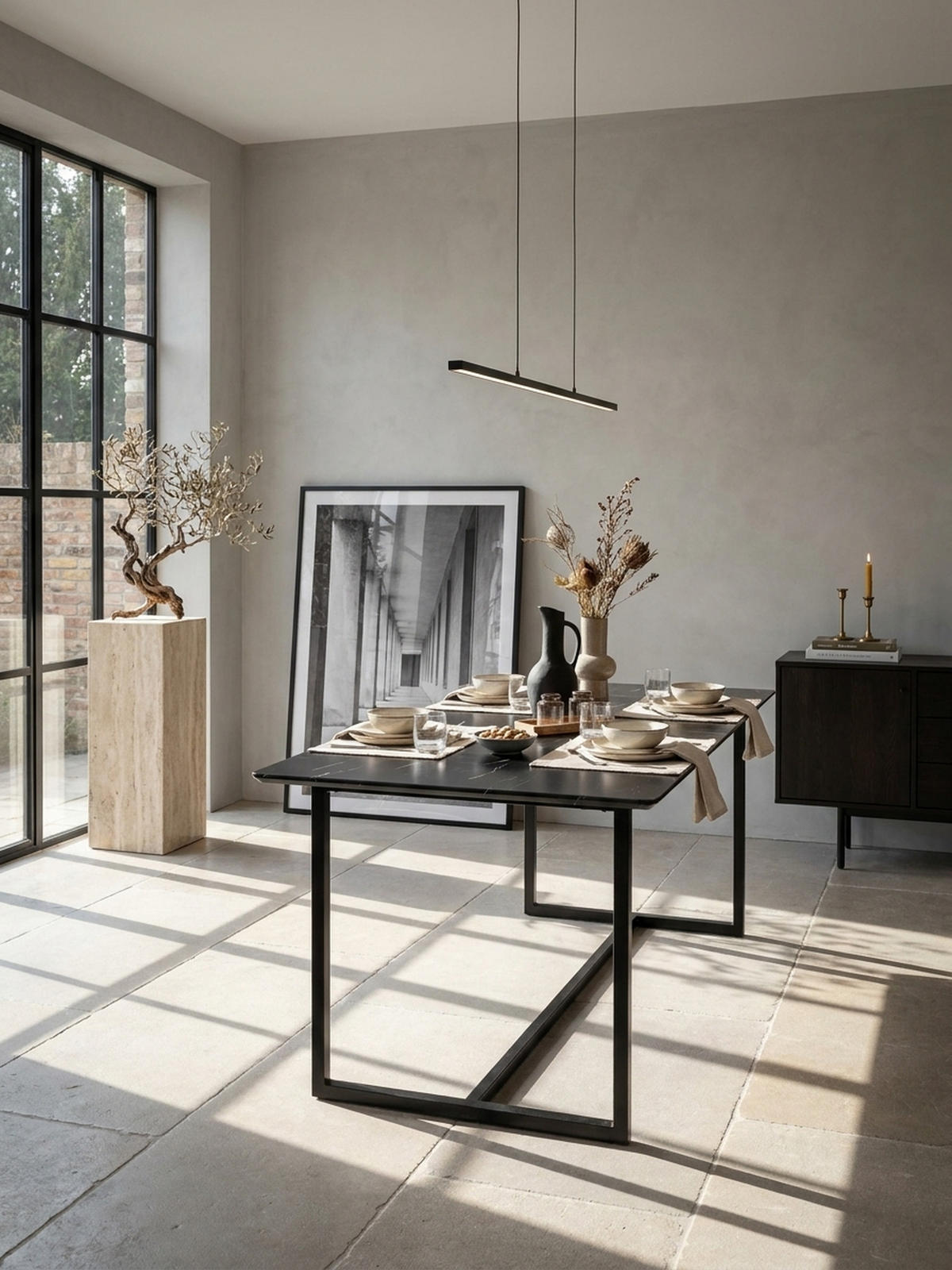 ESSTISCH Marmoroptik Metall Rechteckig Modern Klein, Schwarz 180x90x76 cm - Schwarz, Holzwerkstoff/Metall (90/180/76cm) - KADIMA DESIGN