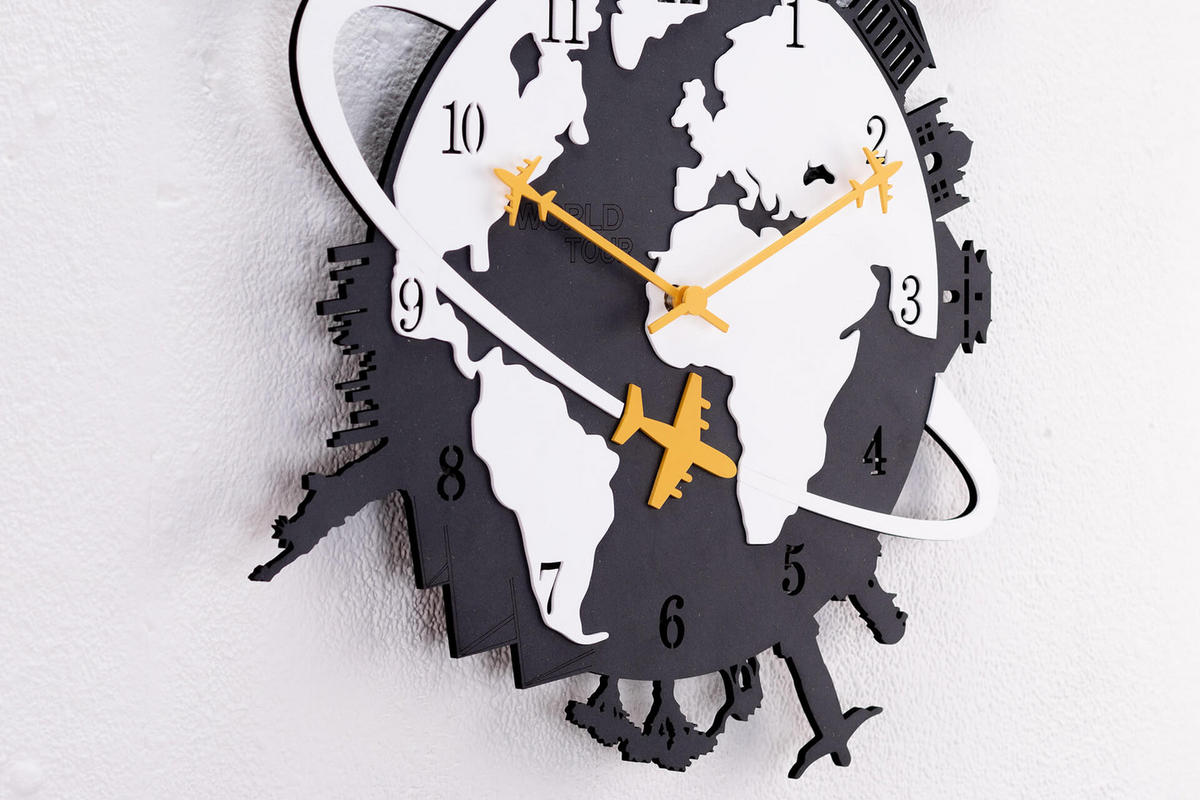WANDUHR Design Schwarz 41/45 cm - Schwarz, Holzwerkstoff (0.68/45/1cm) - ONZENO
