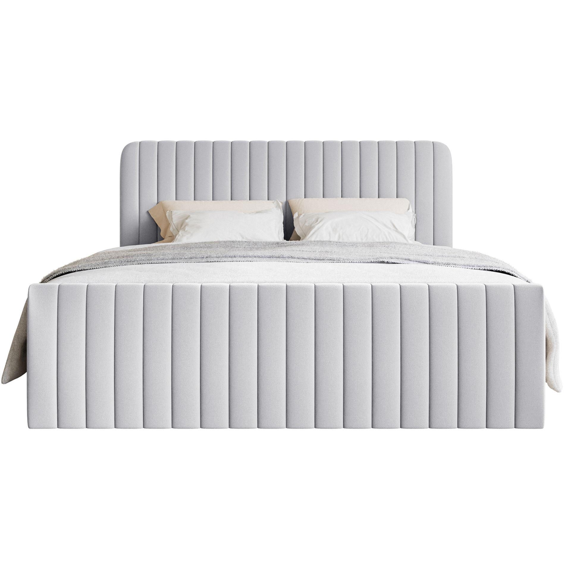 BOXBETT Saliano mit Topper und Chenille-Bezug Hellgrau, 140x200 cm - Hellgrau, Kunststoff/Textil (140/200cm) - Selsey