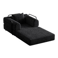 SCHLAFSOFA 2-in-1, Chenille mit Armlehnen-Stauraum & Stahlrahmen, 94/181,6/49,5 cm, Schwarz - Schwarz, Textil (94/49.5/181.6cm) - Redom